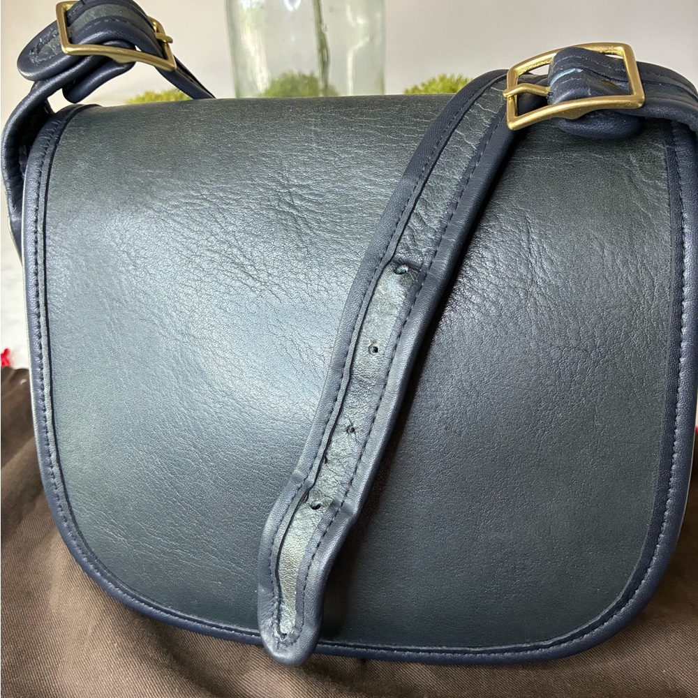 Vintage Coach Navy Leather Classic Shoulder Bag